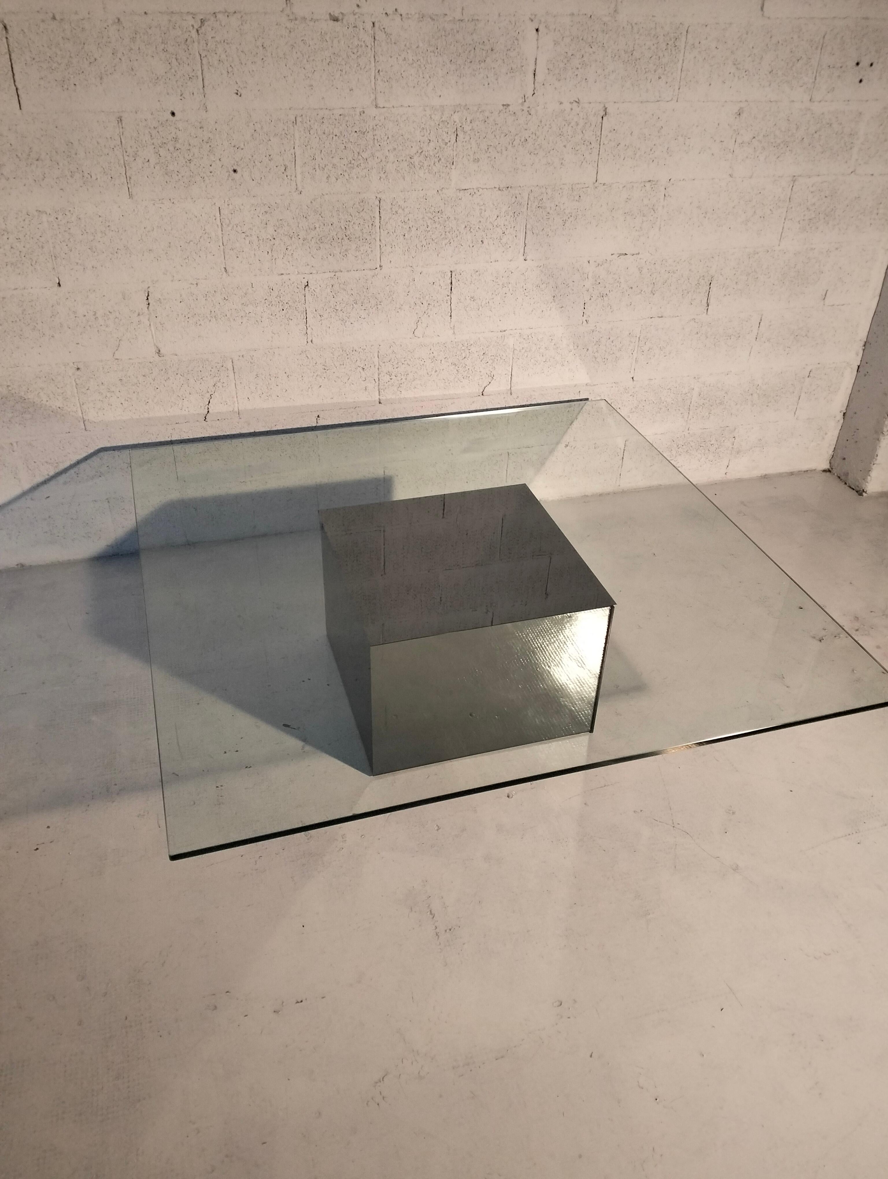 Table basse carrée modèle Block par Nanda Vigo pour Acerbis - Italie 70's en vente 2