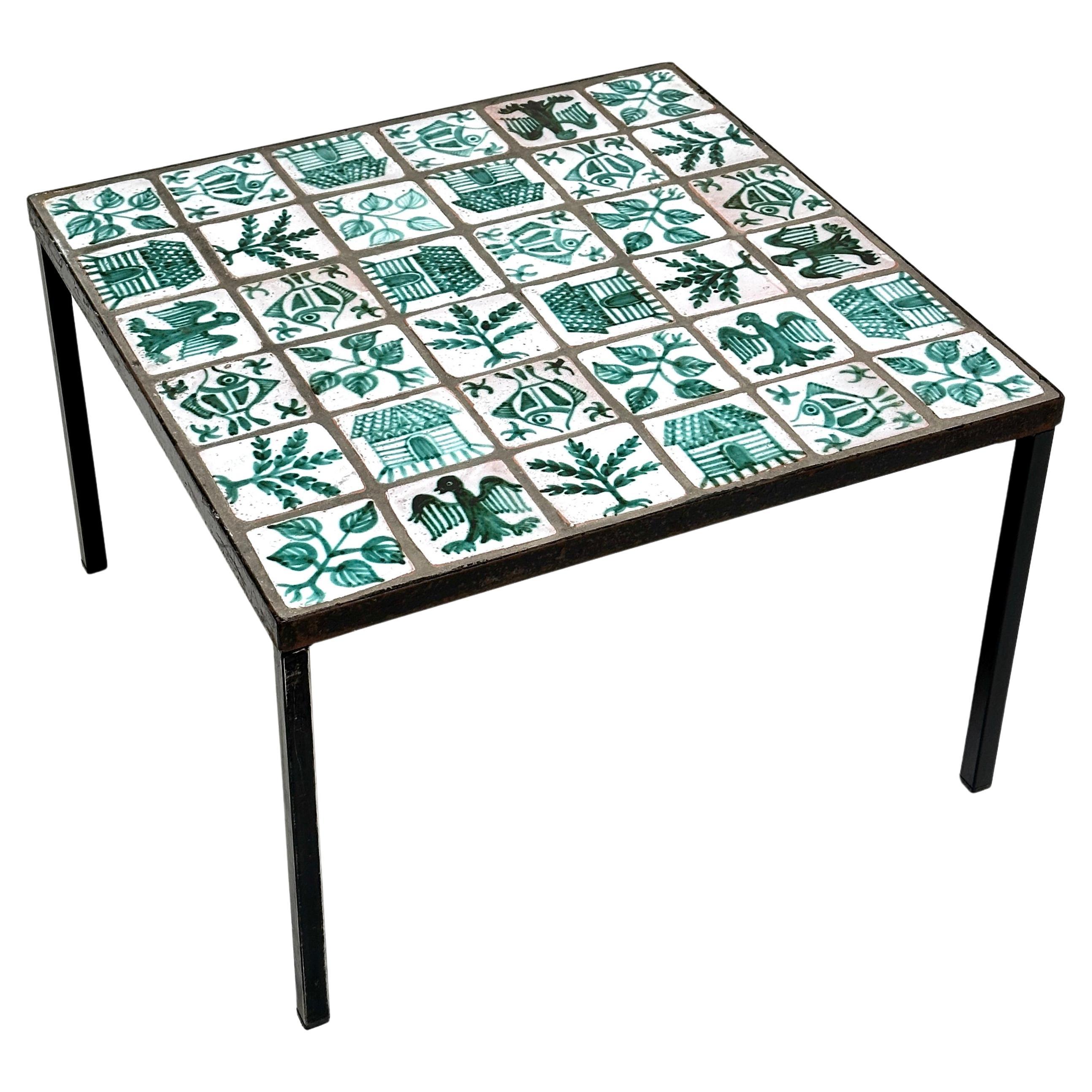 Square Low Table, Robert Picault, Vallauris c. 1950 For Sale