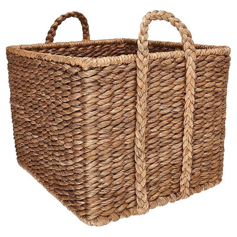 Square Lubid Abaca Basket, Natural Abaca 24x20" For Sale at 1stDibs