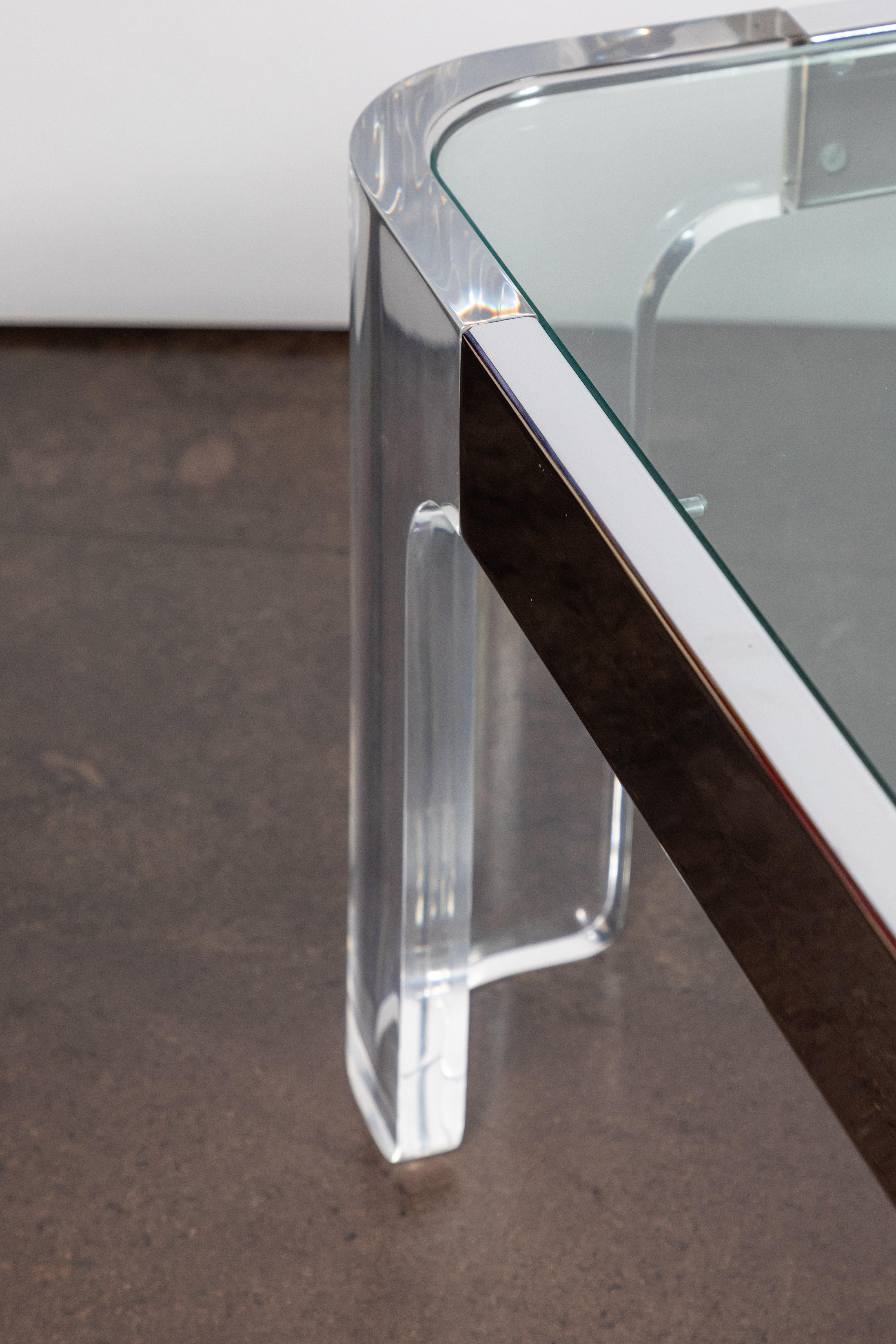 American Square Lucite and Polished Chrome Coffee Table by Charles Hollis Jones