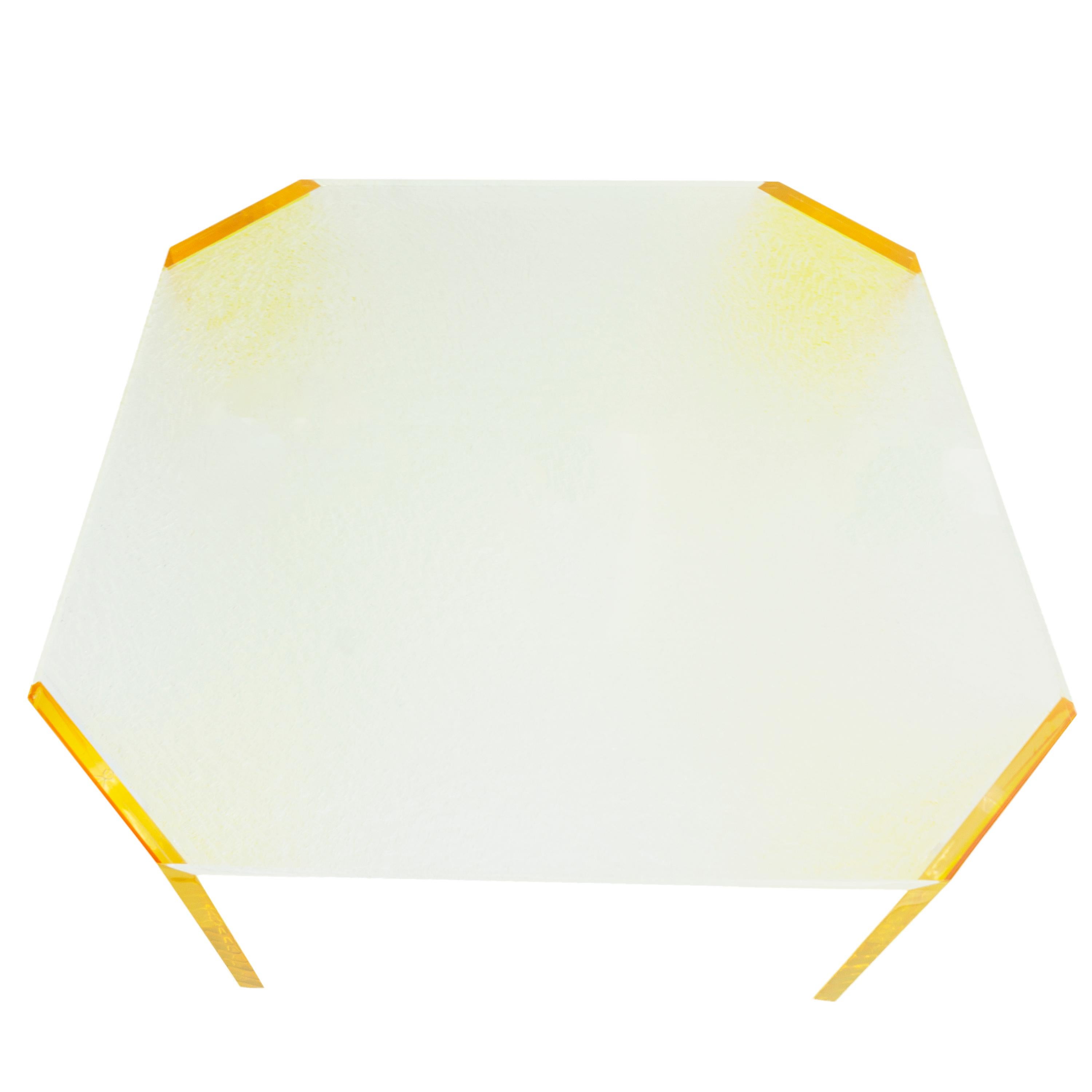 Square Lucite Coffee Table with Crystallized Effect For Sale 3