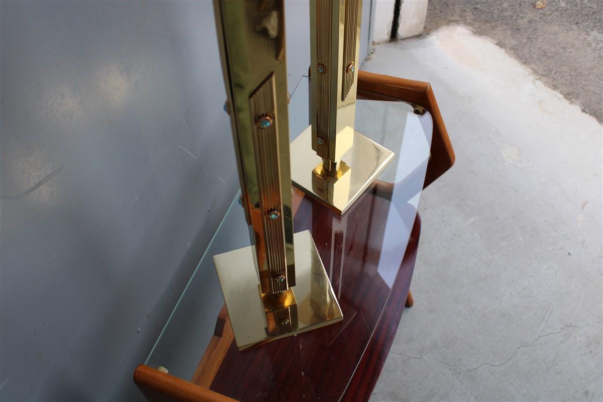 Square Luxury Candlesticks Italian Design 1960s Solid Brass Brutalist Gold For Sale 4