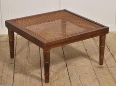Square Mahogany Table or Stool with Caned Top