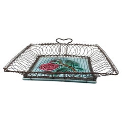 Square Majolica Wire Rose Basket Salins circa 1890