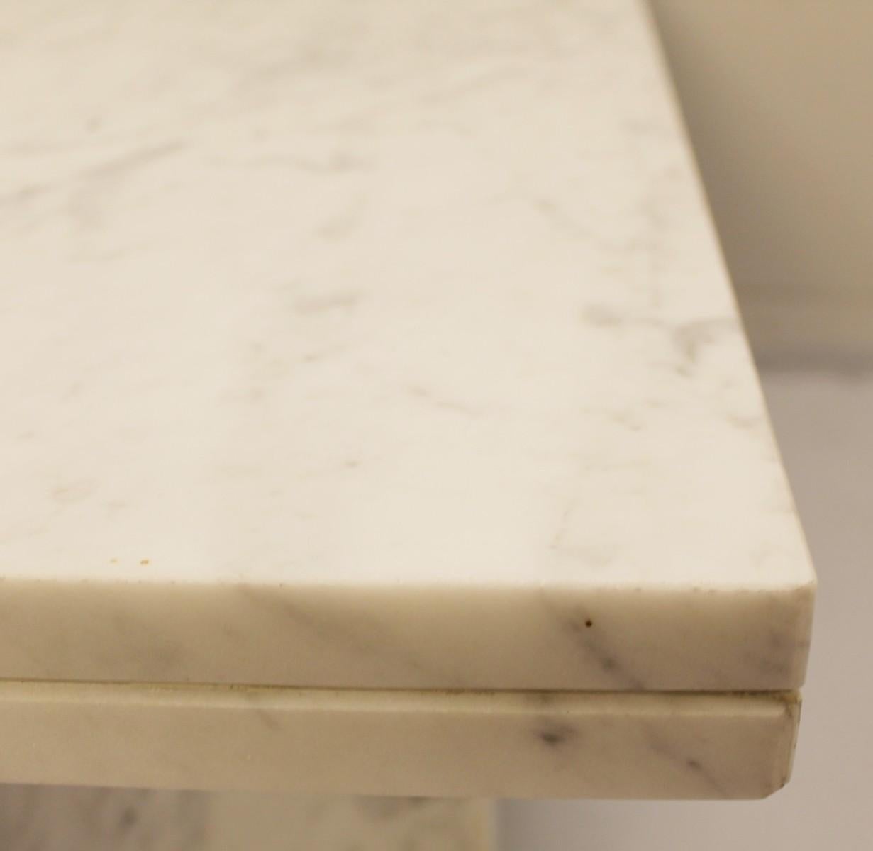 Mid-Century Modern Square Marble Coffee Table with Curved Legs