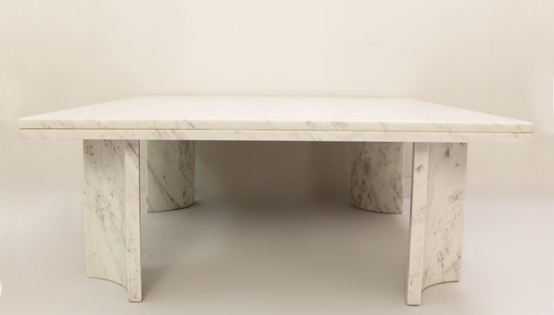 European Square Marble Coffee Table with Curved Legs