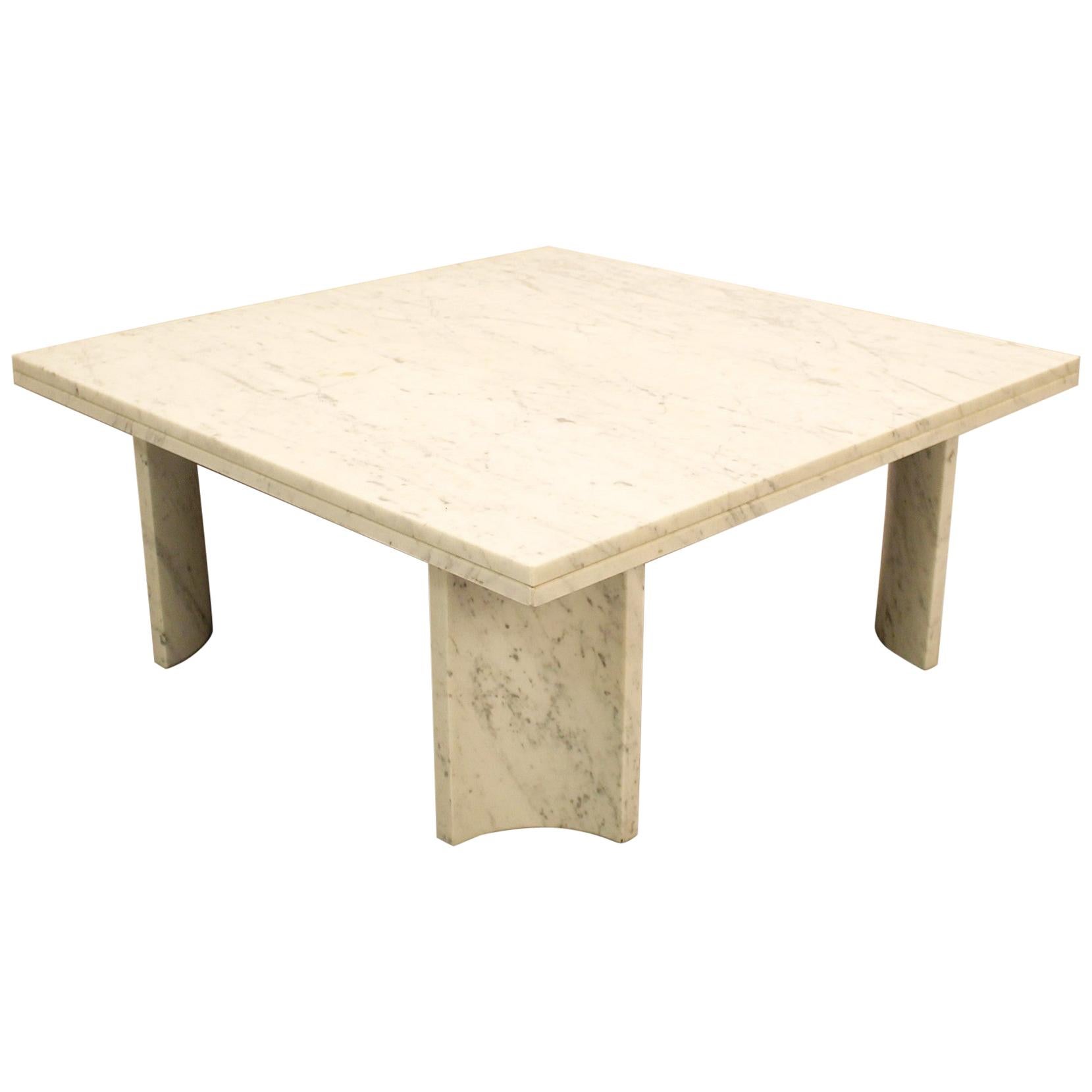 Square Marble Coffee Table with Curved Legs