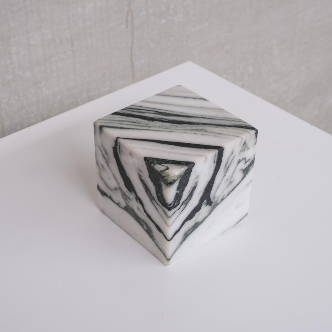 A small solid marble square.

Italy, circa 1970s.

Ideal desk or shelf geometric curio.

Tactile objet.

Vintage condition, occasional scuff commensurate with age.

Location: Belgium Gallery.

Dimensions: 10 W x 10 D x 10 H in