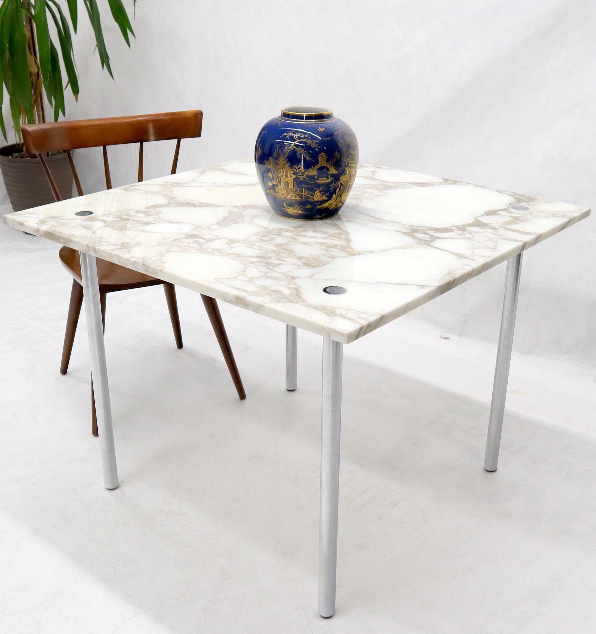 Mid-Century Modern marble top leg thought the top joint game dining table.