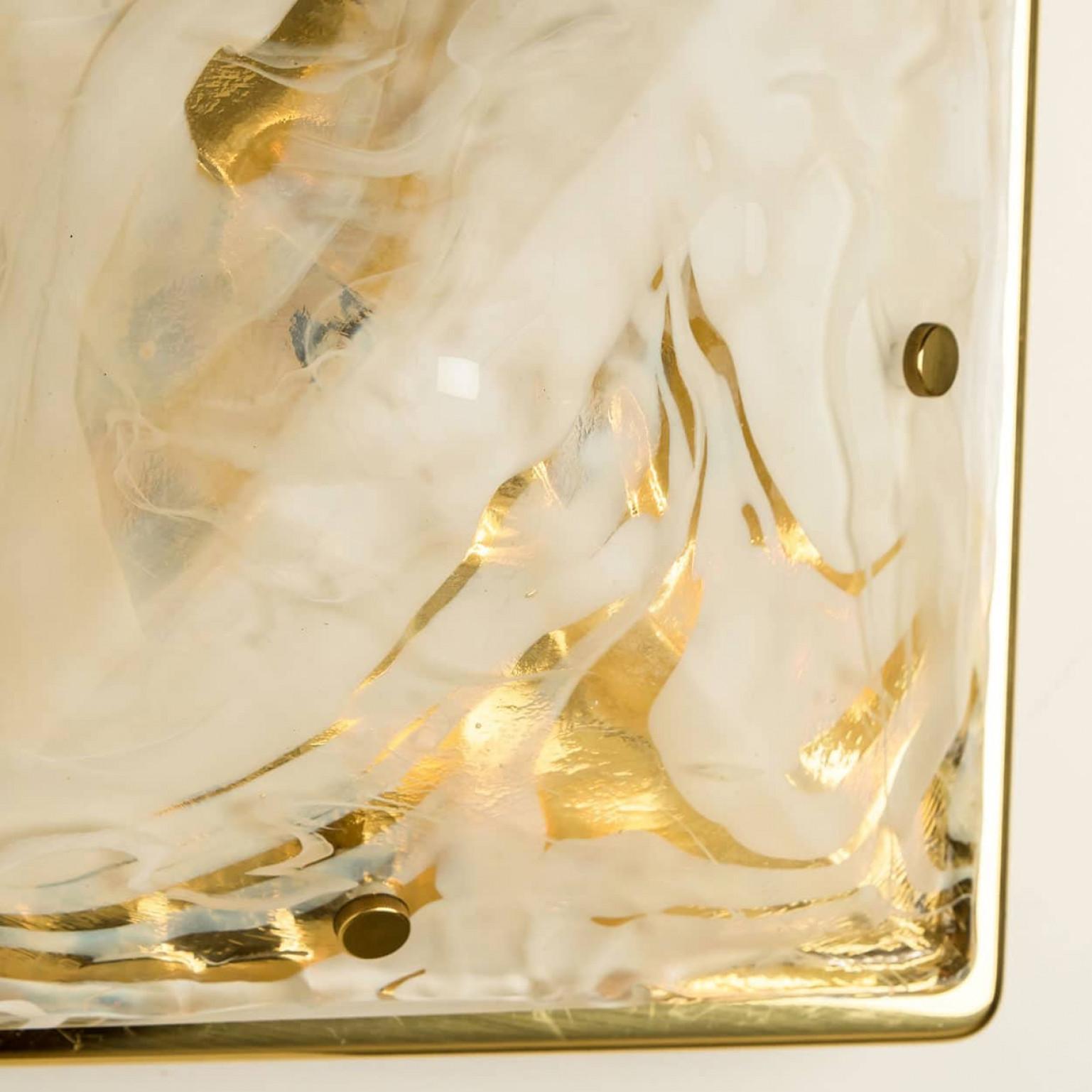 Mid-Century Modern Square Marbled Glass Flush Mount by Hillebrand, 1960 For Sale