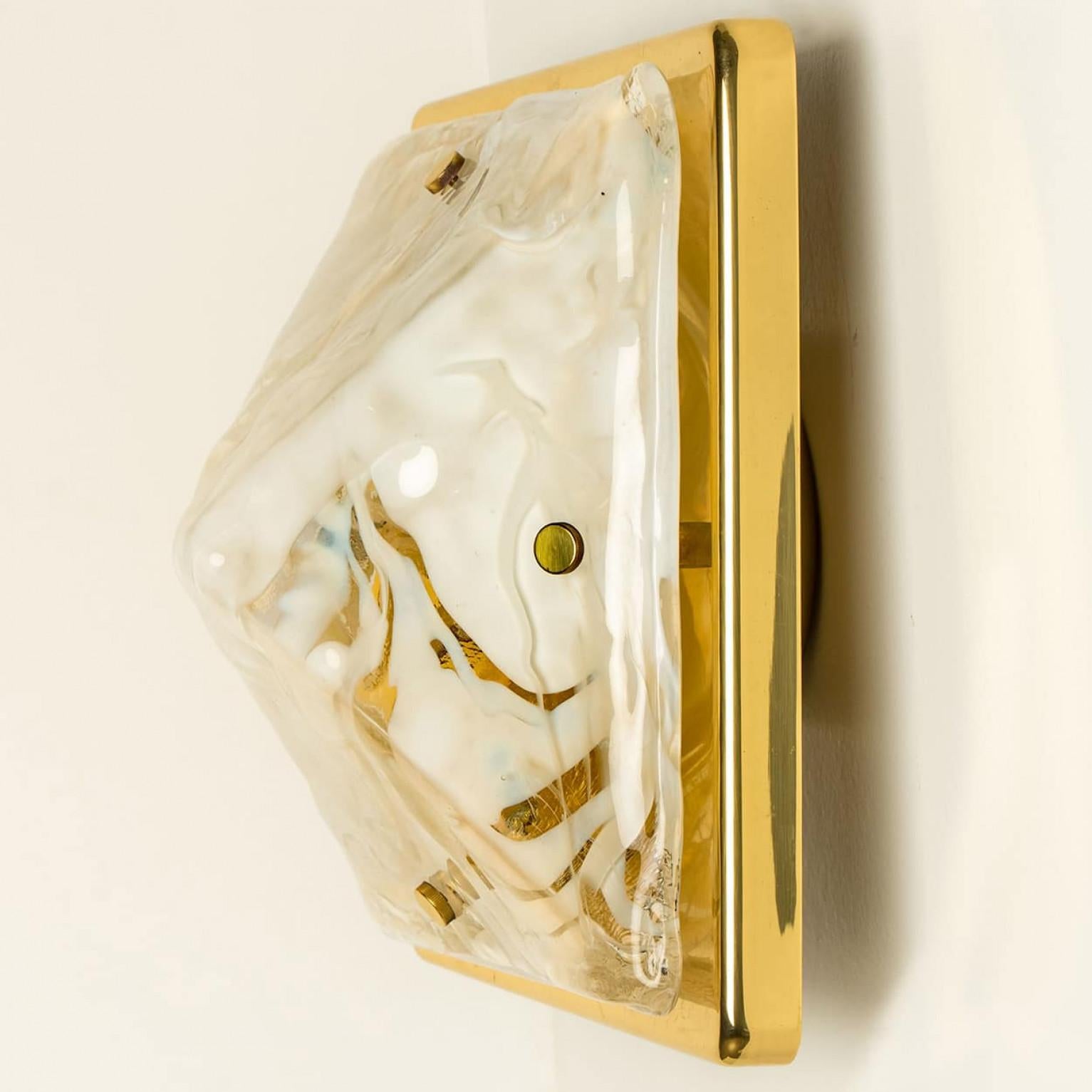German Square Marbled Glass Flush Mount by Hillebrand, 1960 For Sale