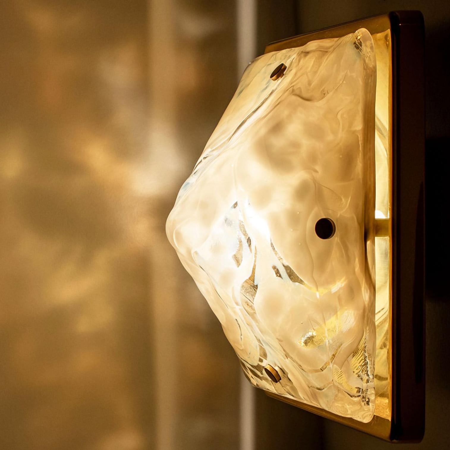 Plafoniera quadrata in vetro marmorizzato di Hillebrand, 1960 In condizioni buone in vendita a Rijssen, NL