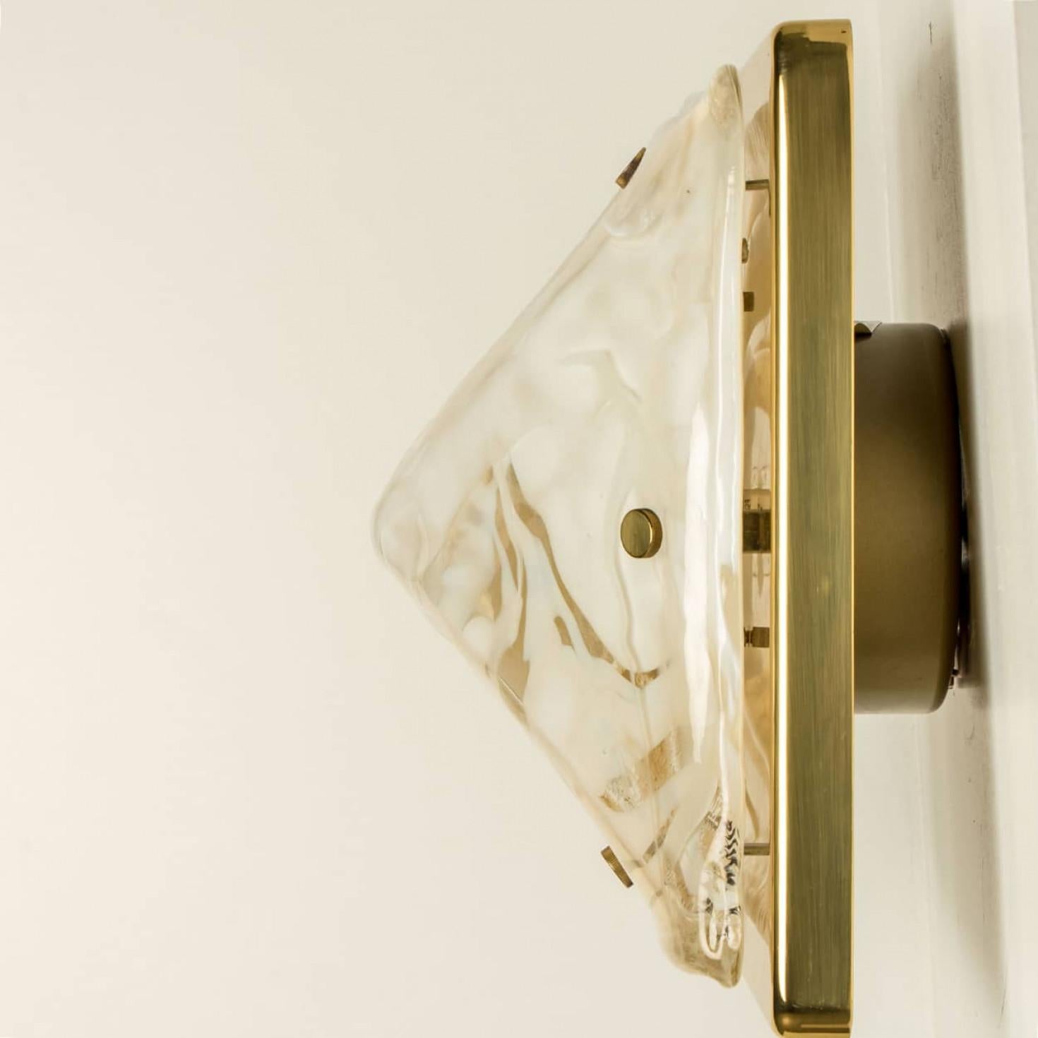 Metal Square Marbled Glass Flush Mount by Hillebrand, 1960 For Sale