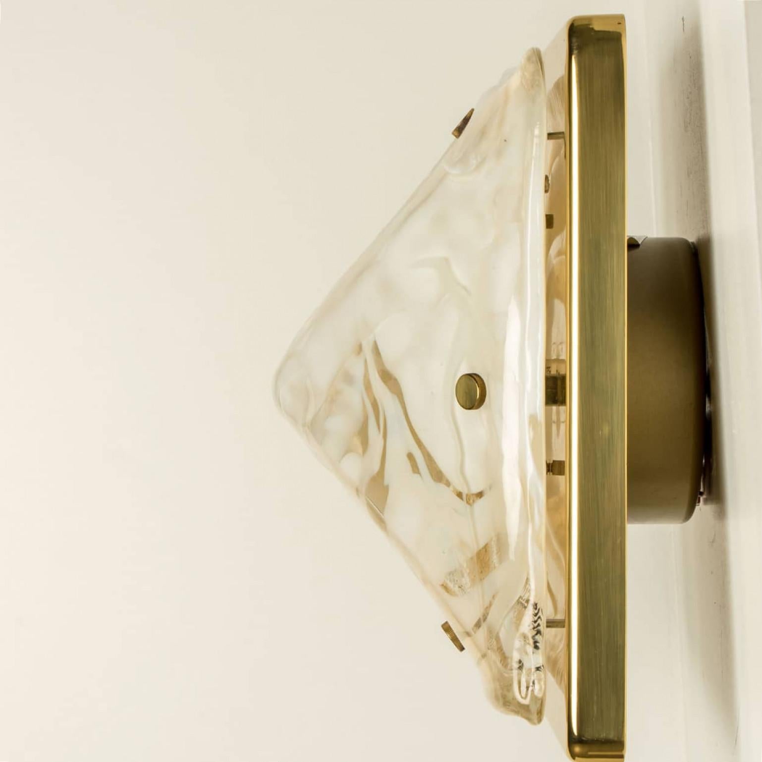 Metal Square Marbled Glass Flush Mount by Hillebrand, 1960 For Sale