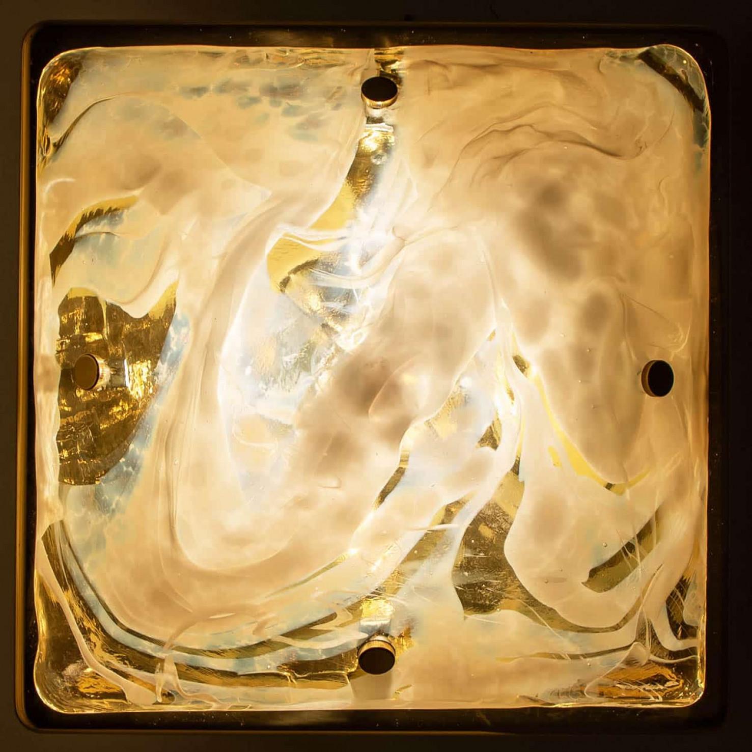 Square Marbled Glass Flush Mount by Hillebrand, 1960 For Sale 1