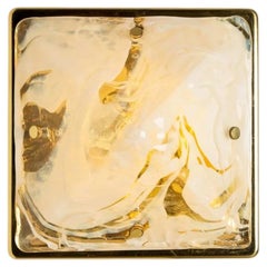 Quadratische marmorierte Glaseinbauleuchte von Hillebrand, 1960