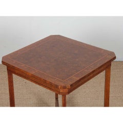 Square marquetry game table, early 20th century