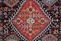 Tapis carré à médaillons tissé à la main en laine tribale orientale