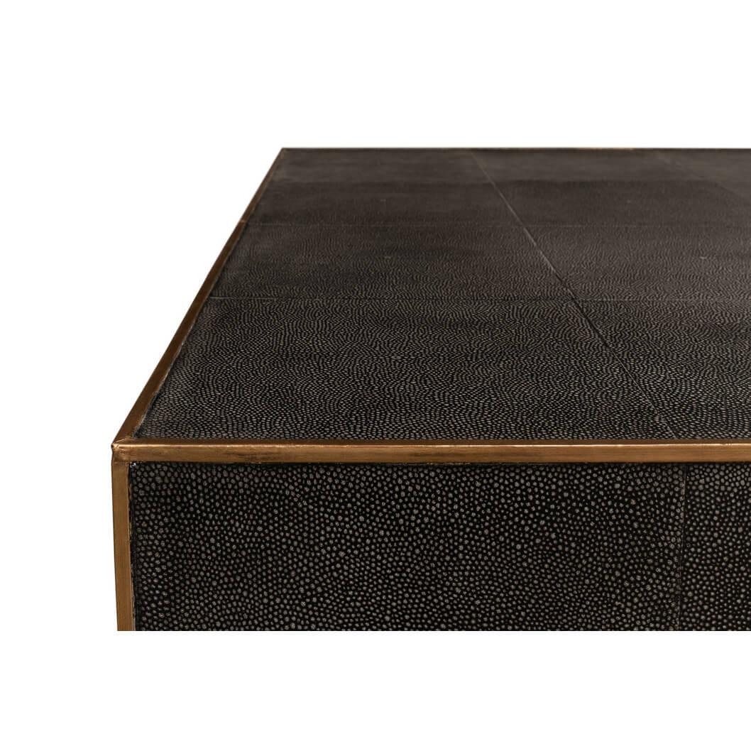 Contemporary Square Mid Century Leather Cocktail Table For Sale