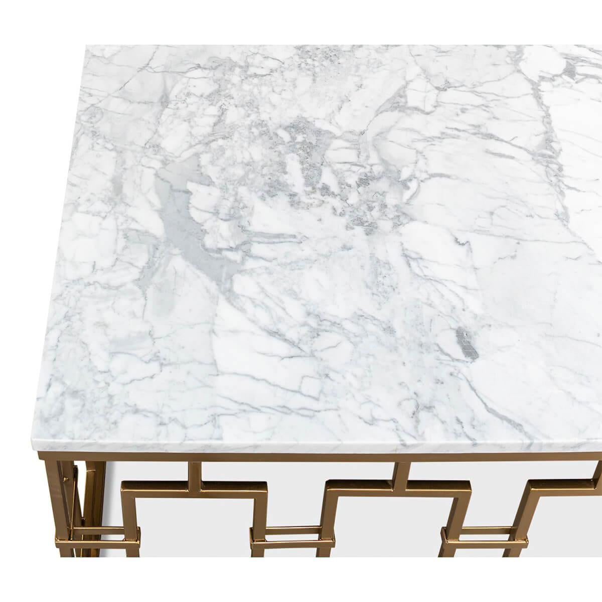 Mid-Century Modern Table basse carrée du milieu du siècle dernier à plateau en marbre en vente