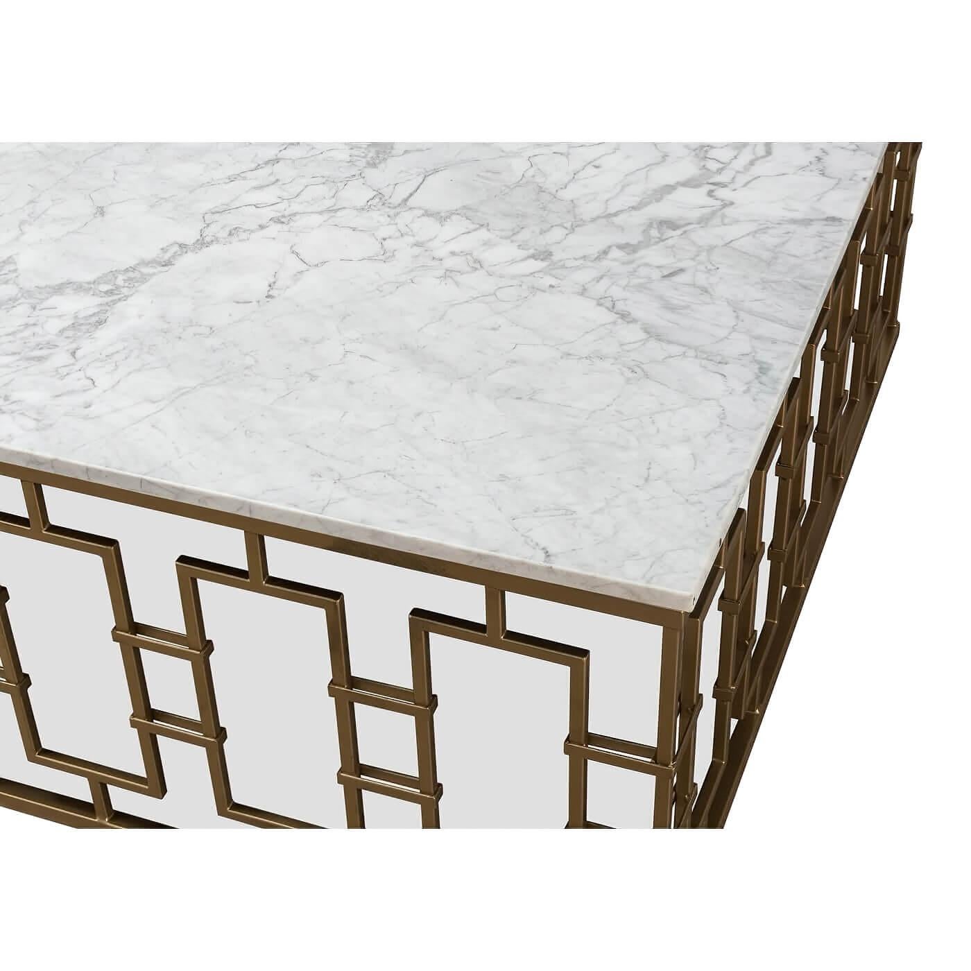 Square Mid Century Marble Top Coffee Table In New Condition For Sale In Westwood, NJ