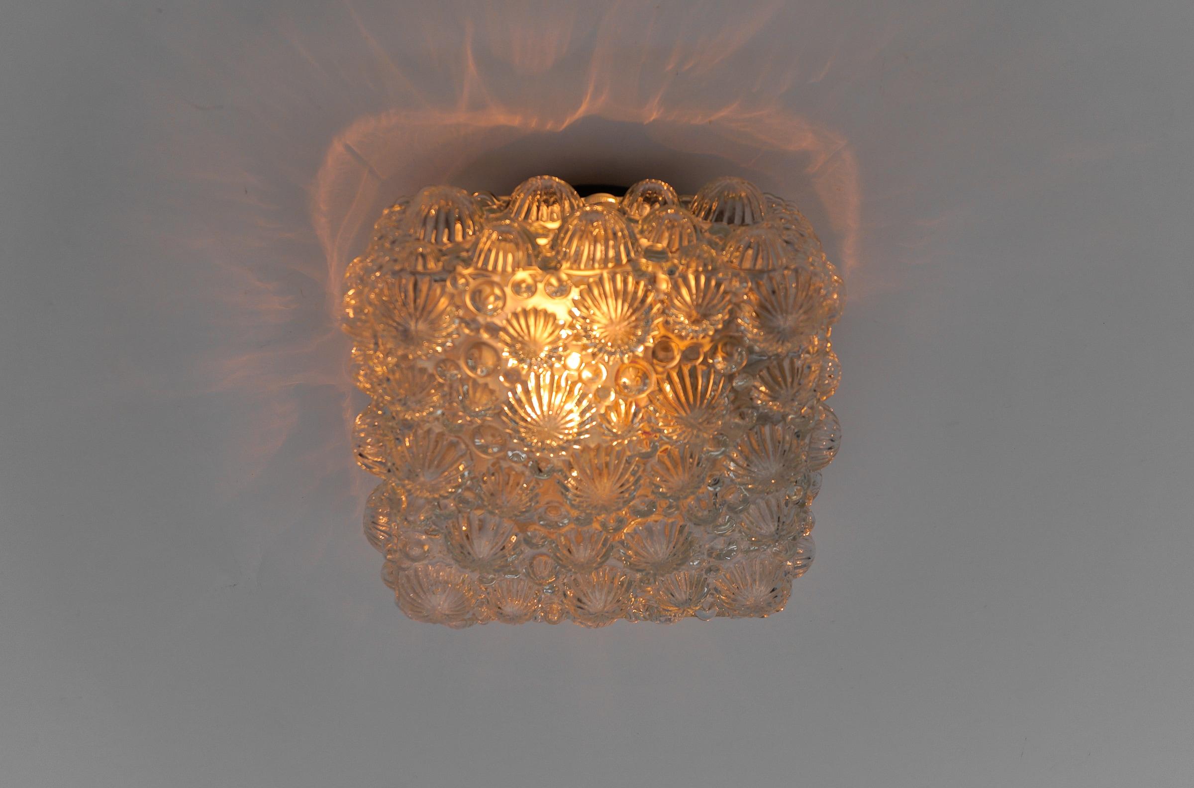 Mid-20th Century Square Mid-Century Modern 3D Fossil Shell Shape Flush Mount Lamp, 1960s   For Sale