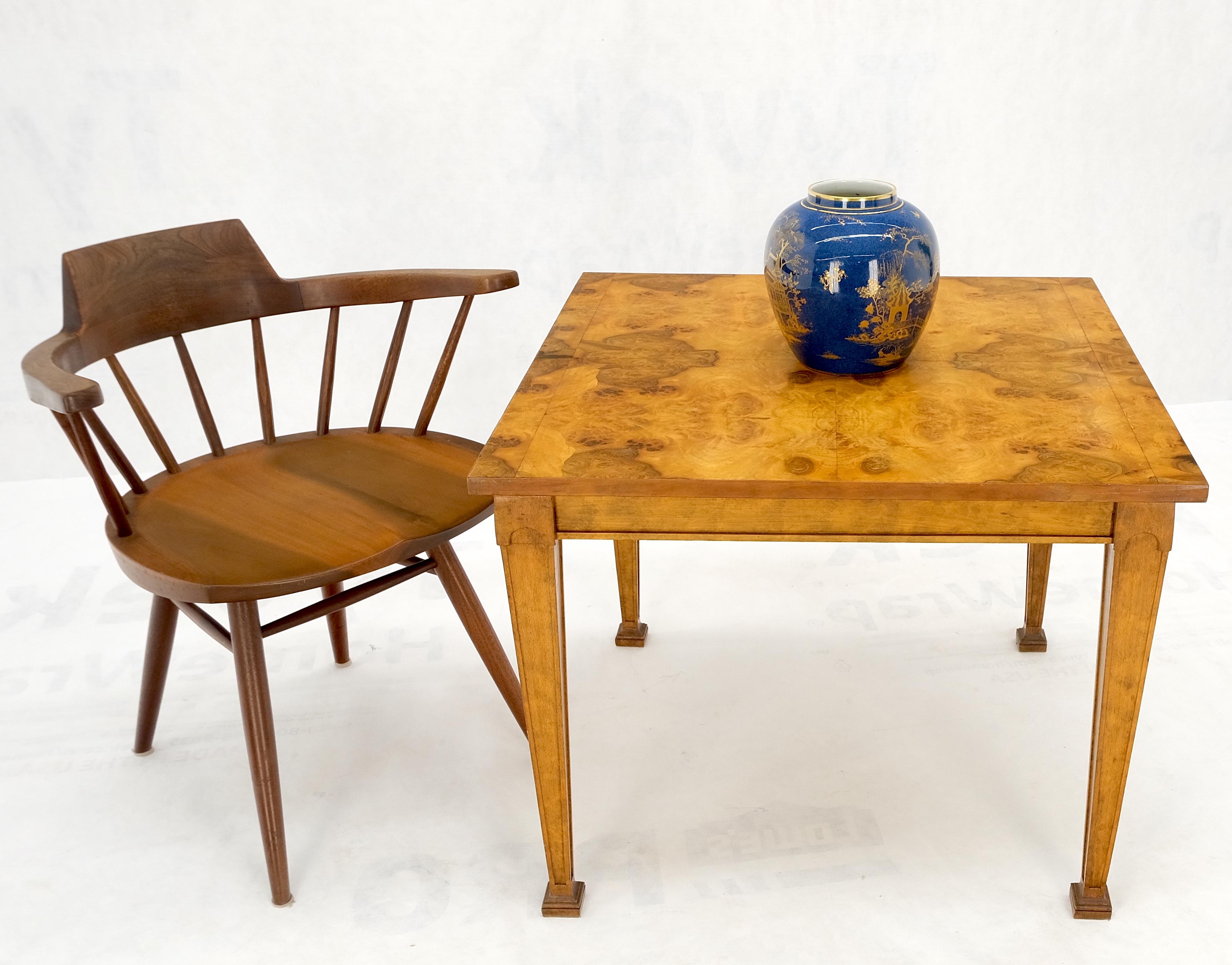 Square Mid-Century Modern Burl Wood Top Side End Table Stand Stunning Pattern 4