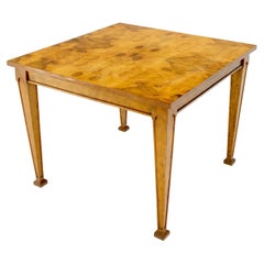Square Mid-Century Modern Burl Wood Top Side End Table Stand Stunning Pattern