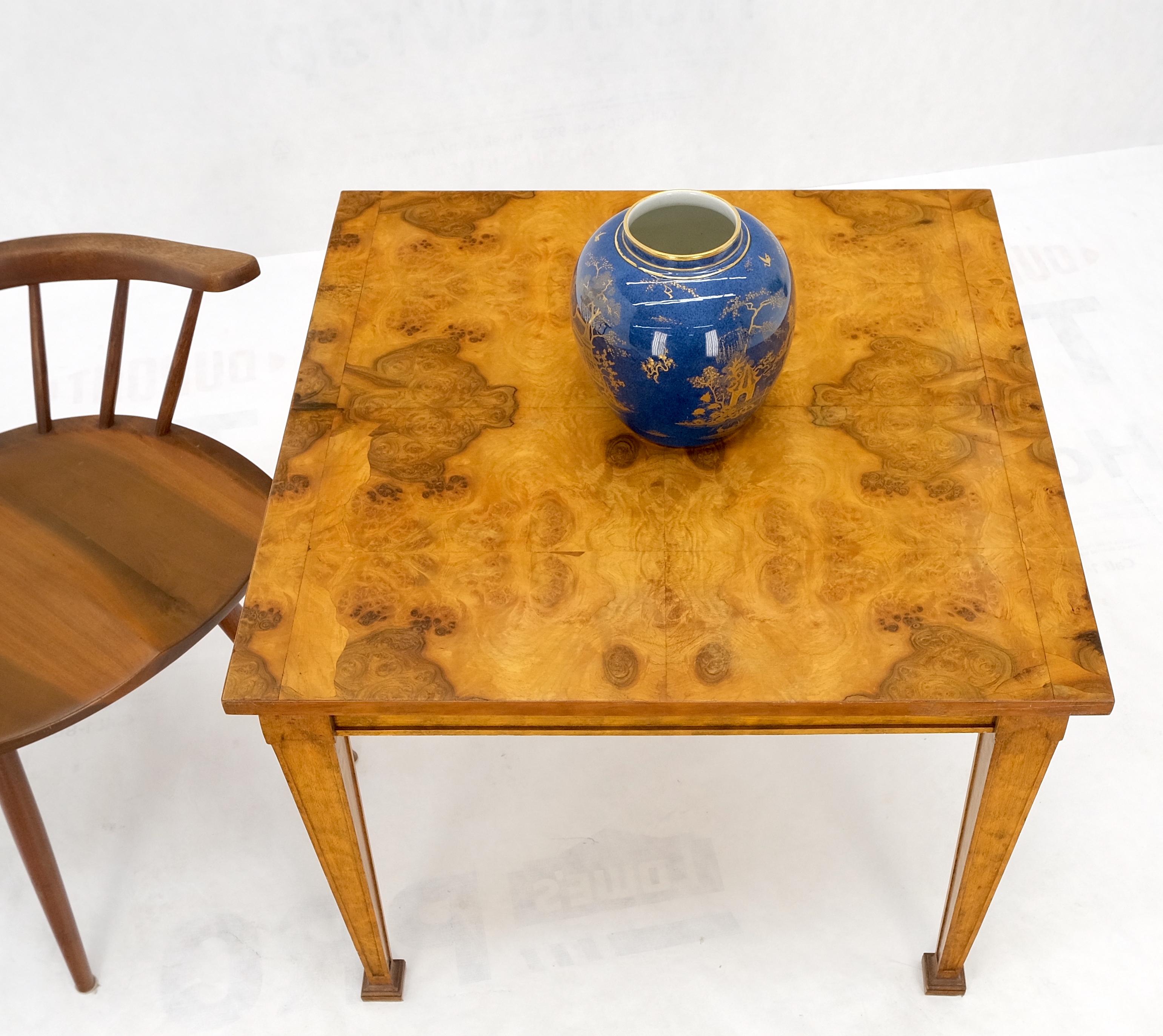 American Square Mid-Century Modern Burl Wood Top Side End Table Stand Stunning Pattern
