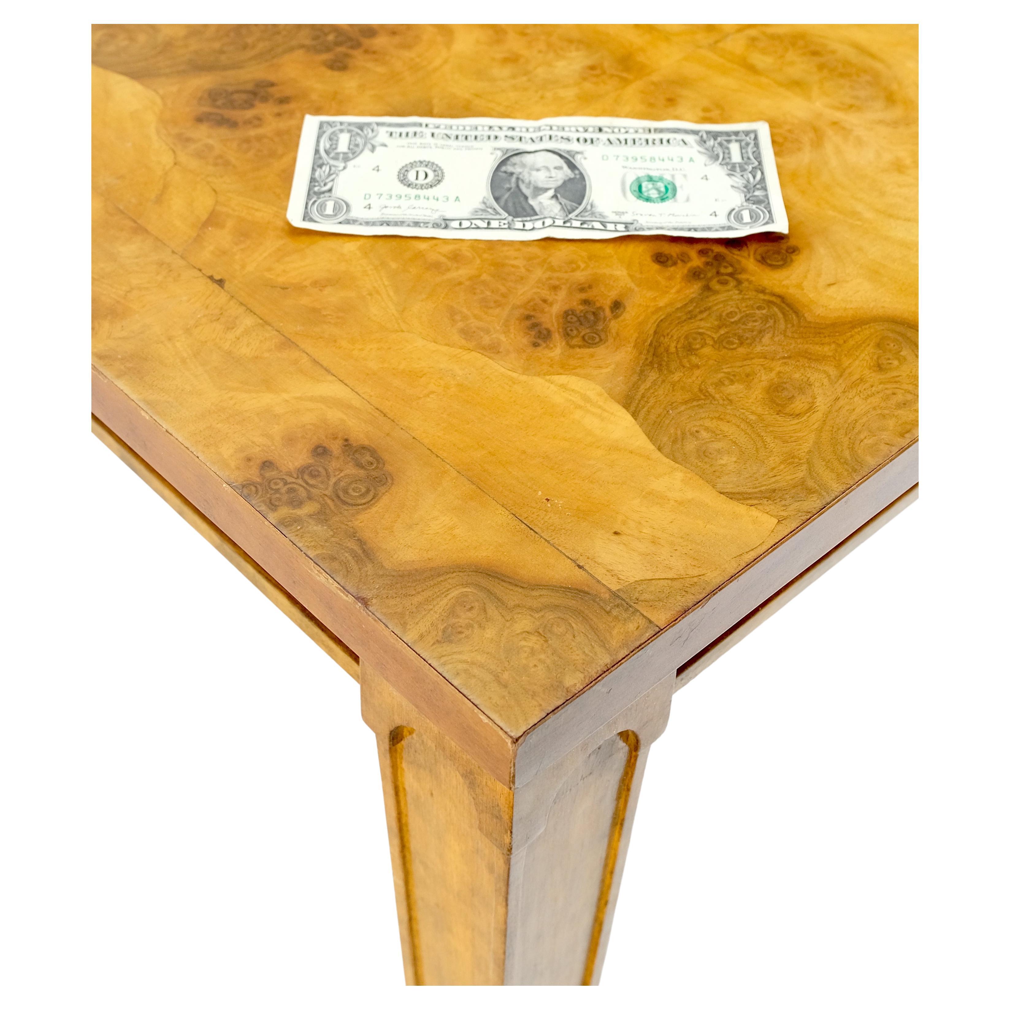 Lacquered Square Mid-Century Modern Burl Wood Top Side End Table Stand Stunning Pattern