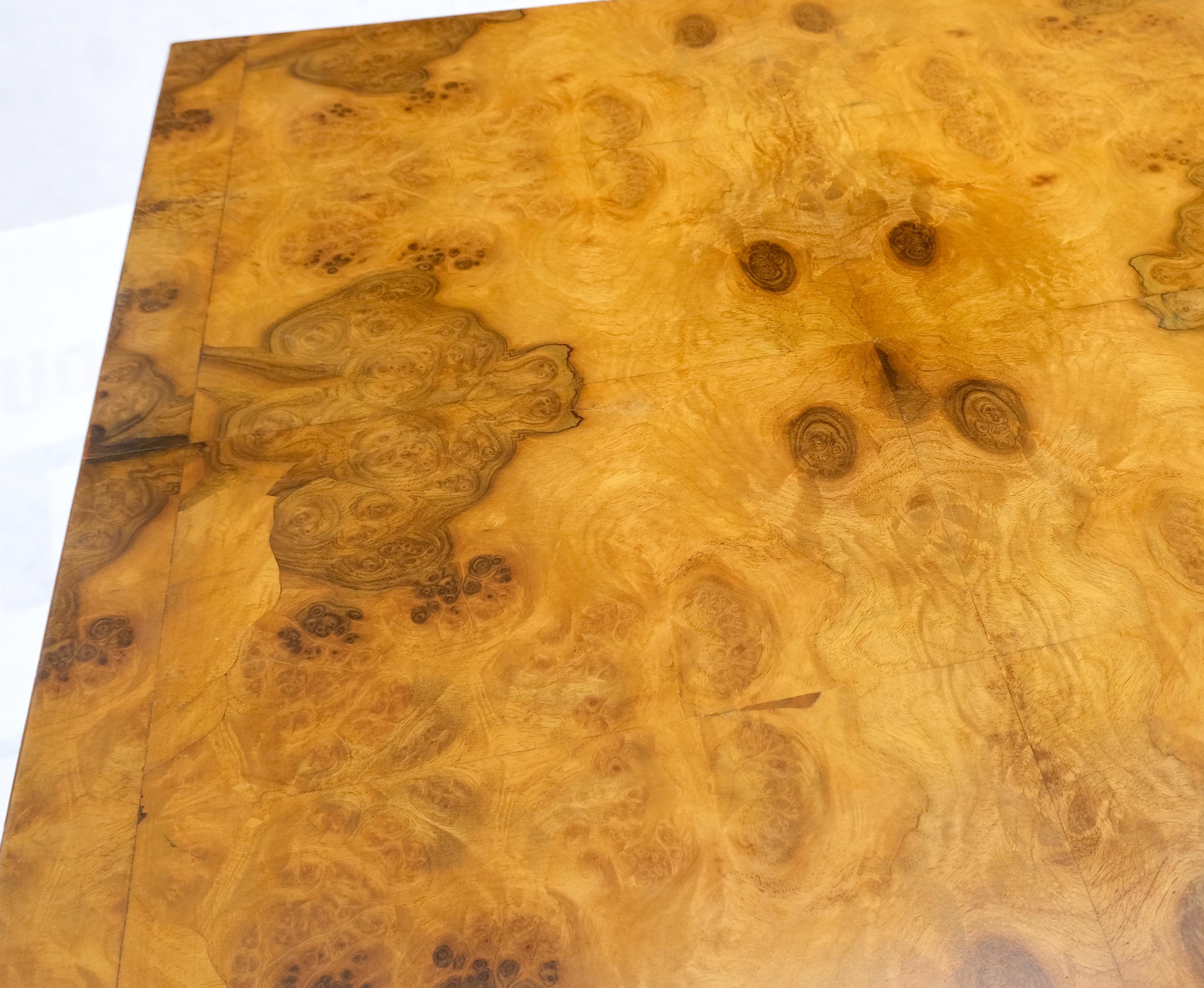 Square Mid-Century Modern Burl Wood Top Side End Table Stand Stunning Pattern 3