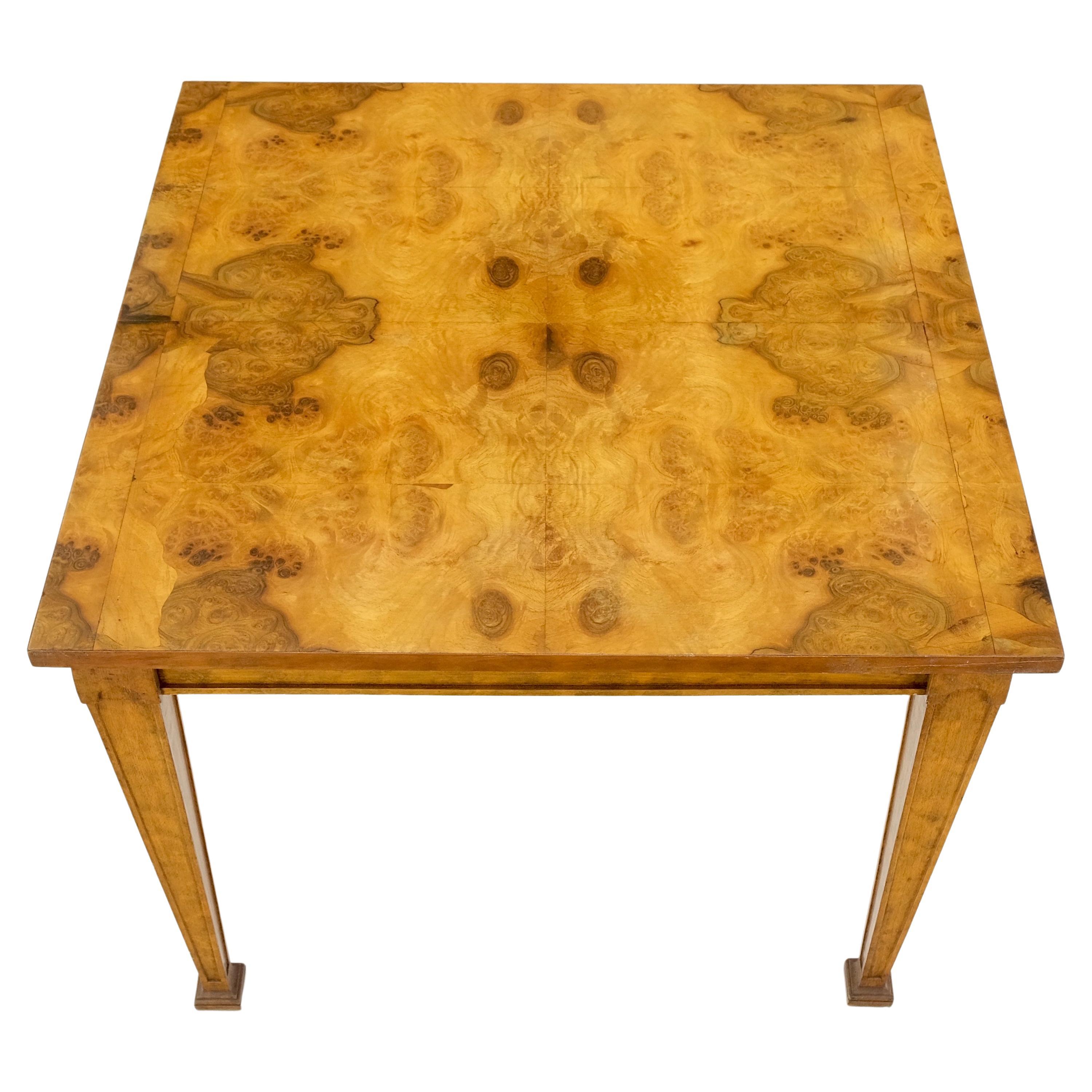 Square Mid-Century Modern Burl Wood Top Side End Table Stand Stunning Pattern