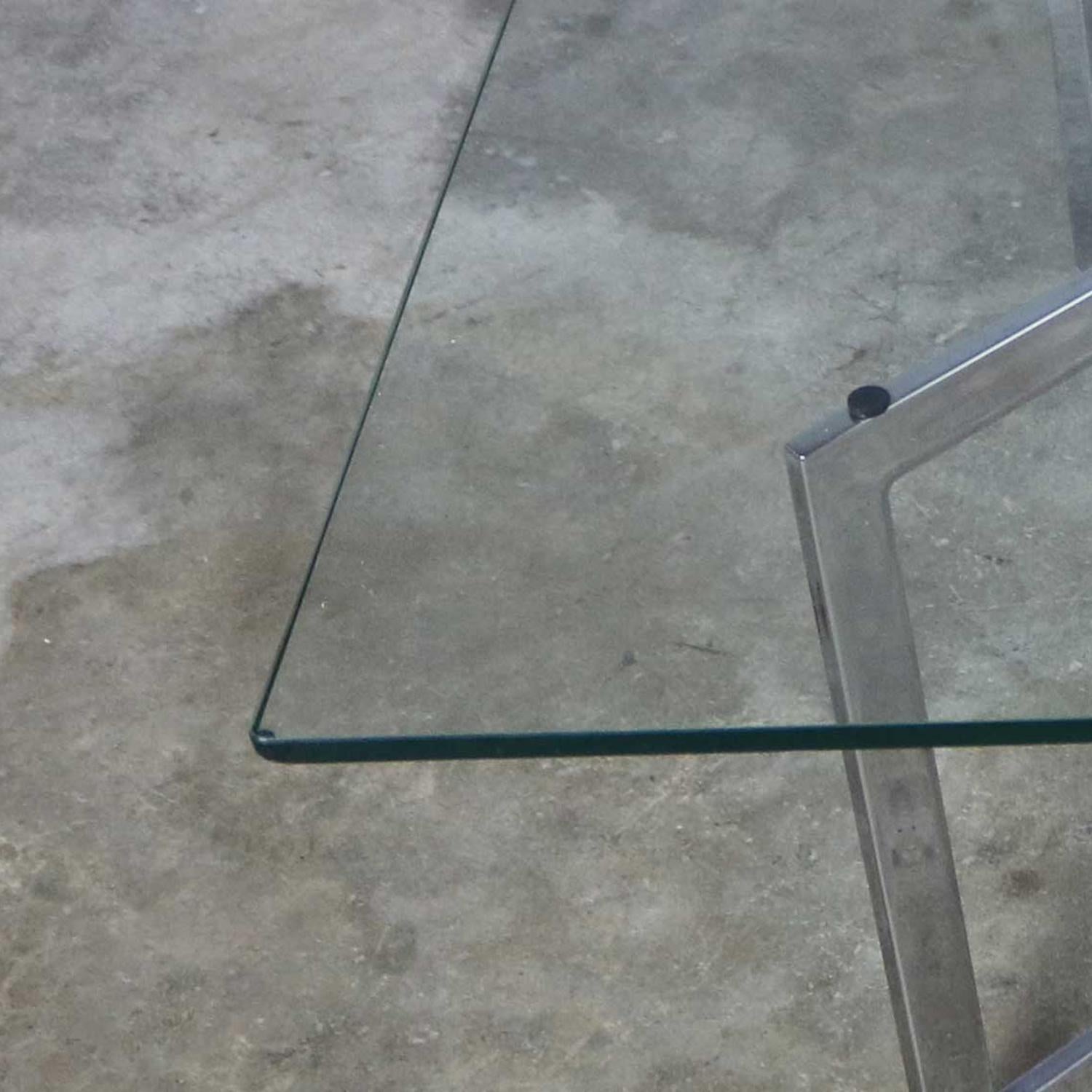 Square Mid-Century Modern Chrome X-Base Glass Top Coffee Table after Baughman 8