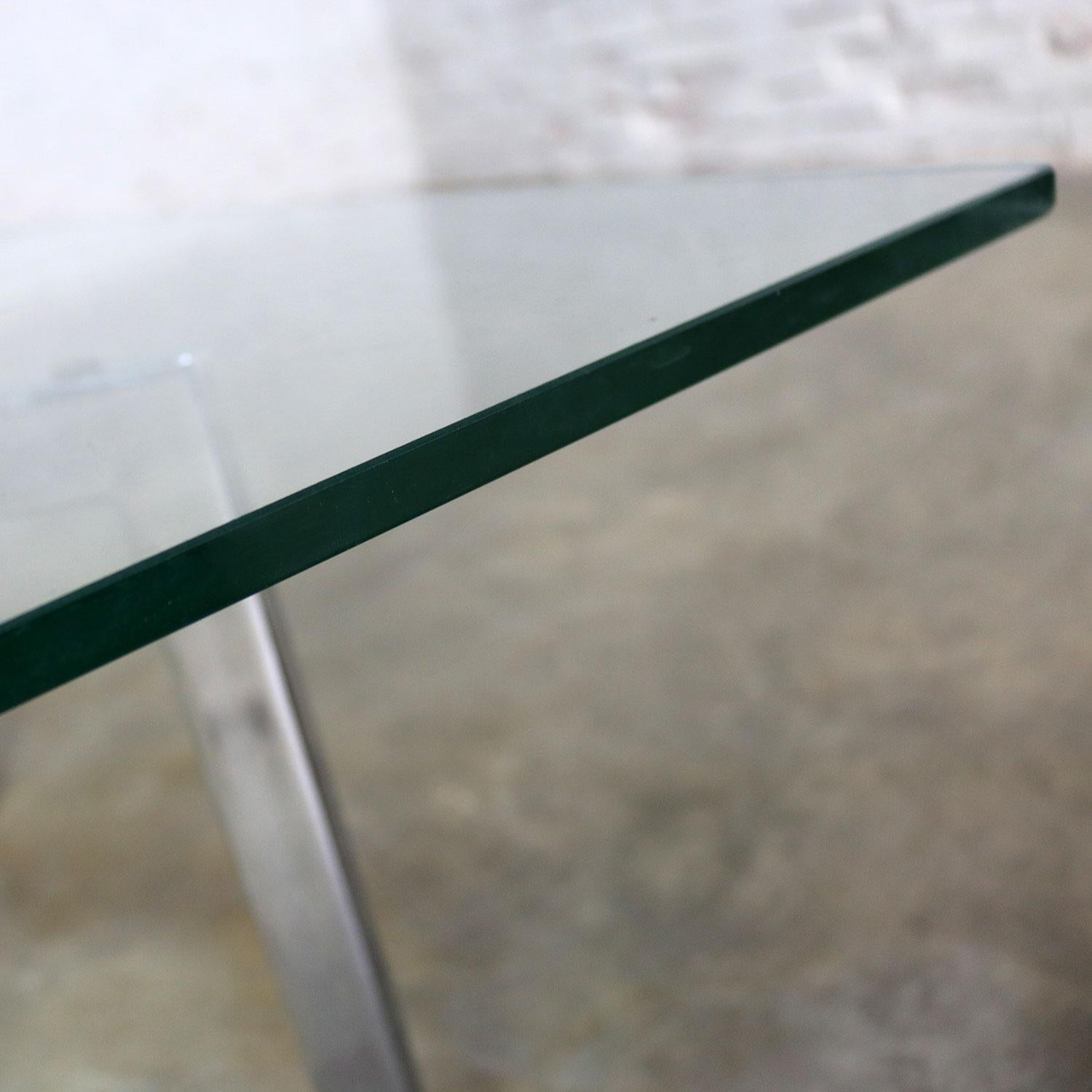 Square Mid-Century Modern Chrome X-Base Glass Top Coffee Table after Baughman 3