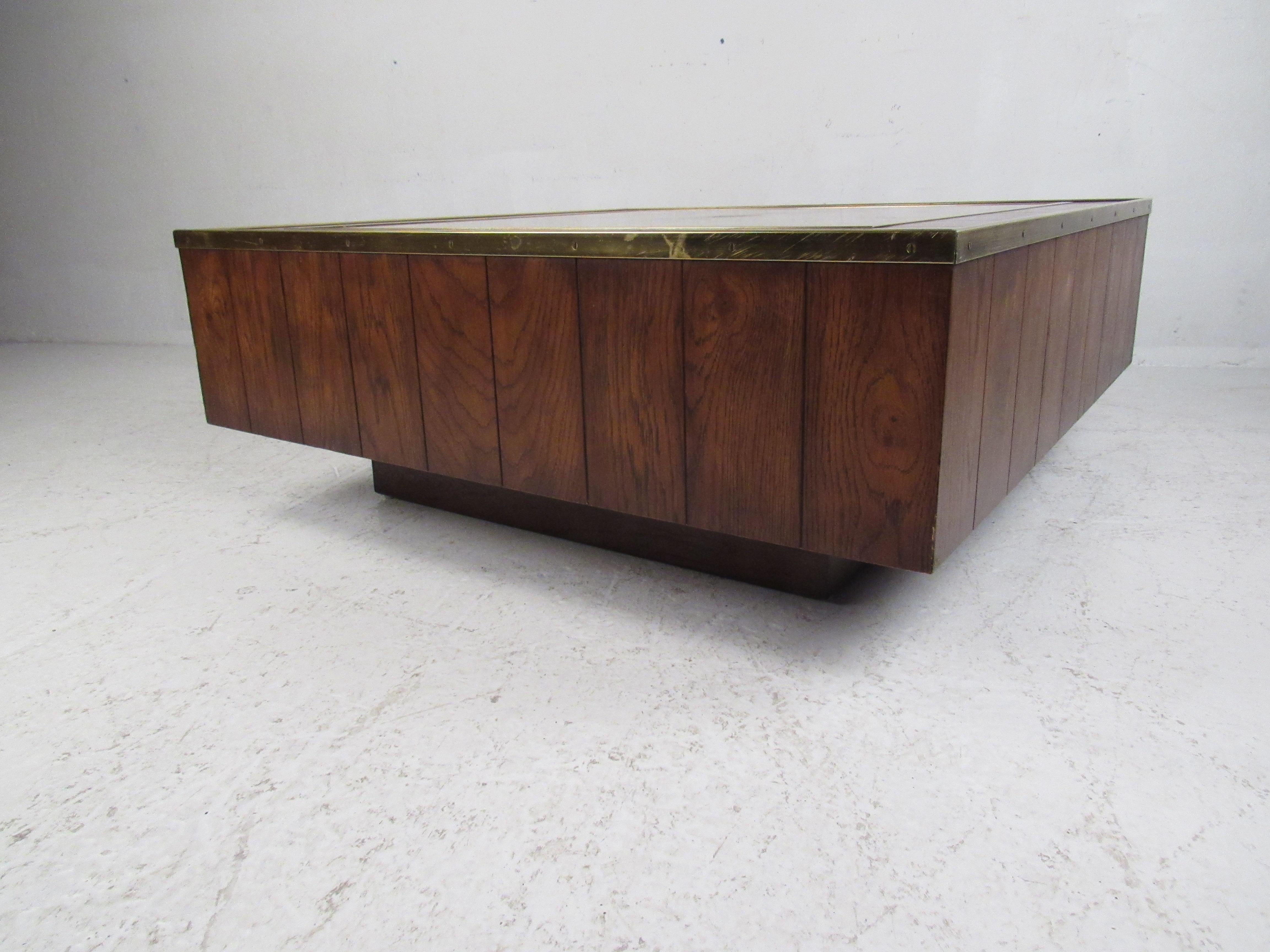Brass Square Mid-Century Modern Coffee Table For Sale
