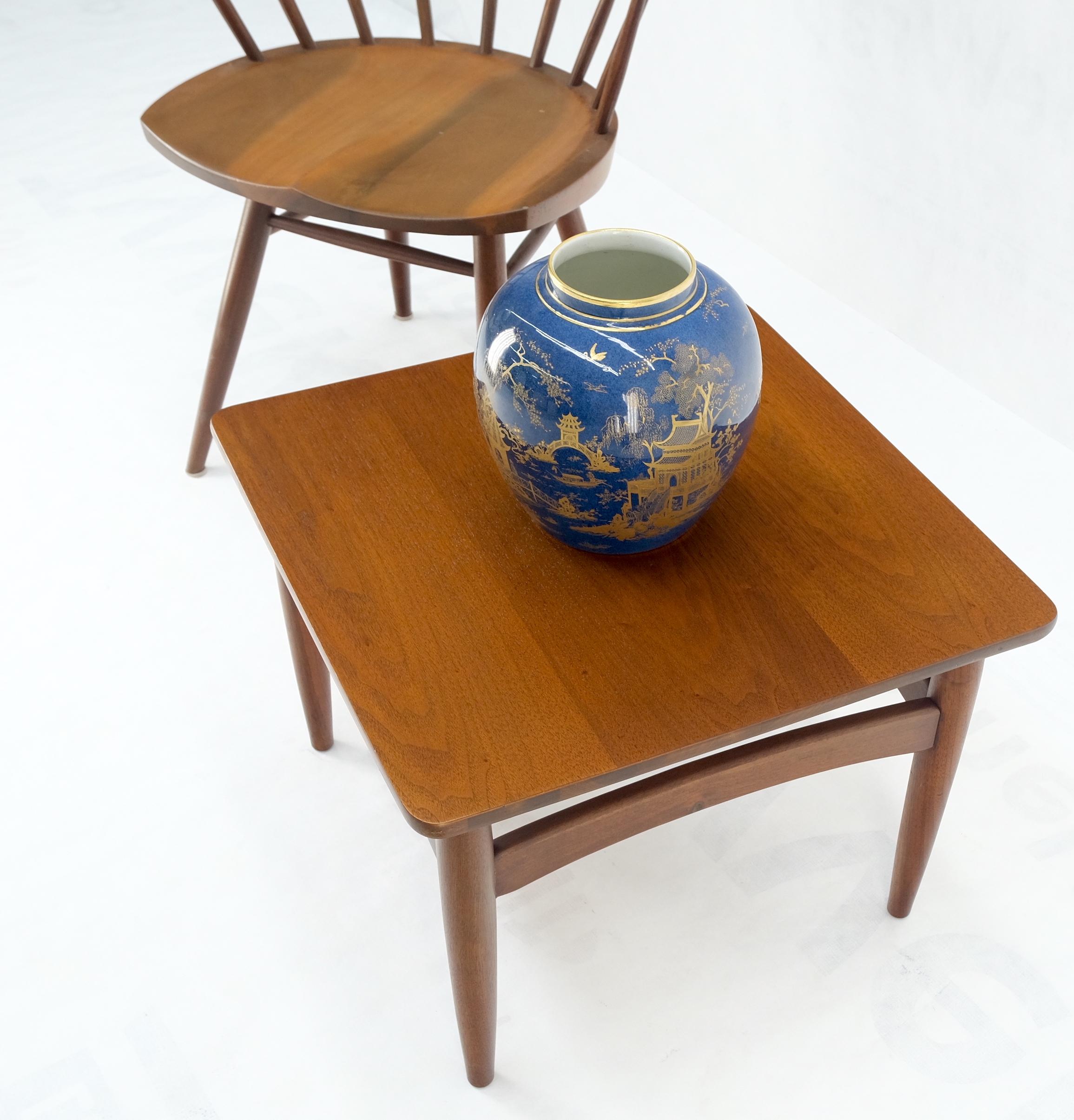 Square Mid-Century Modern walnut dowel leg side coffee occasional table mint!