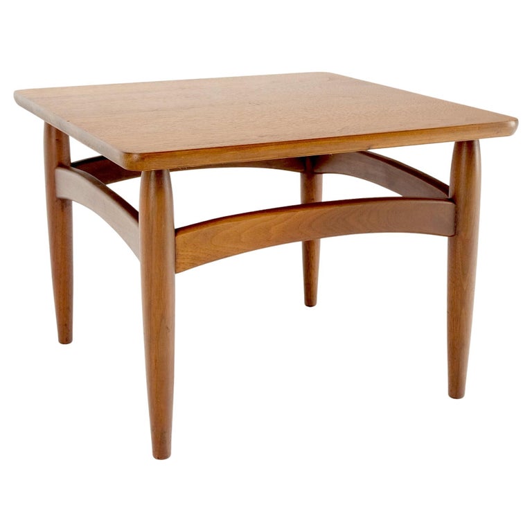 Square Mid-Century Modern Walnut Dowel Leg Side Coffee Occasional Table ...