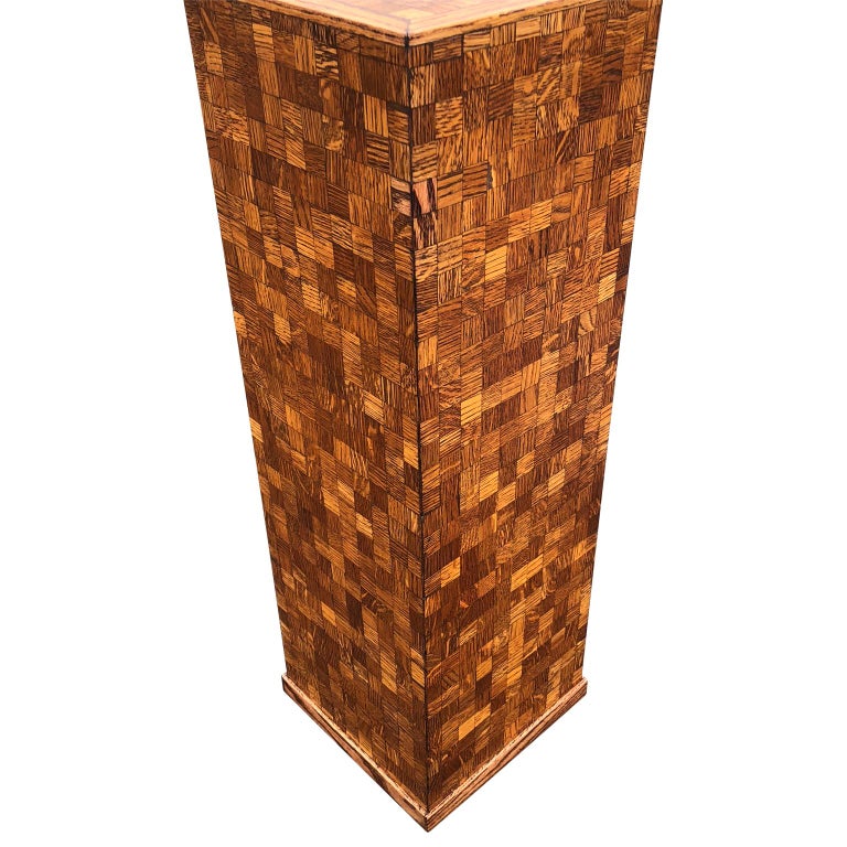 square-mid-century-modern-wooden-pedestal-with-mosaic-wooden-tile