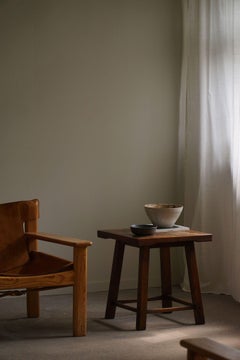 Square Mid Century Side Table in Oak & Tin, By a Danish Cabinetmaker, 1960s