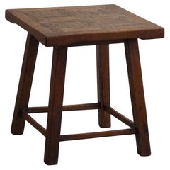 Square Mid Century Side Table in Oak & Tin, By a Danish Cabinetmaker, 1960s