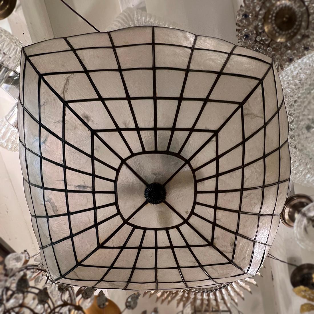 Square Midcentury Capiz Light Fixture 4