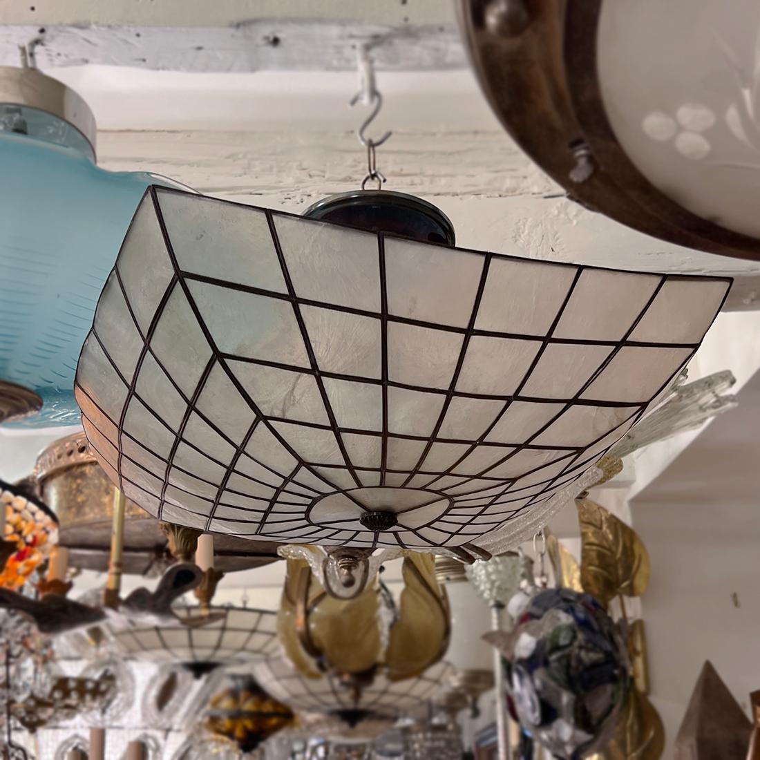 Square Midcentury Capiz Light Fixture 5