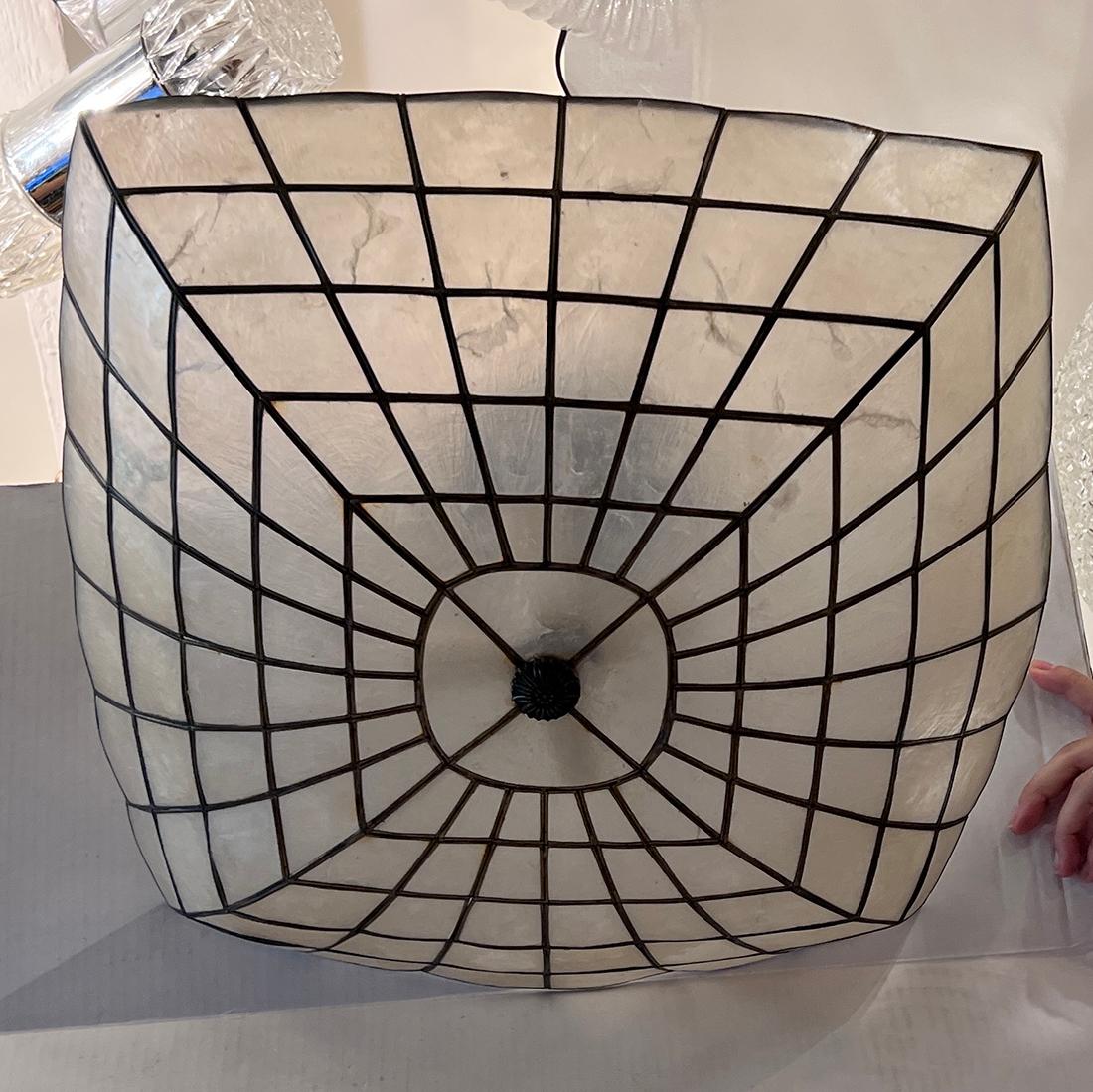 Mid-20th Century Square Midcentury Capiz Light Fixture