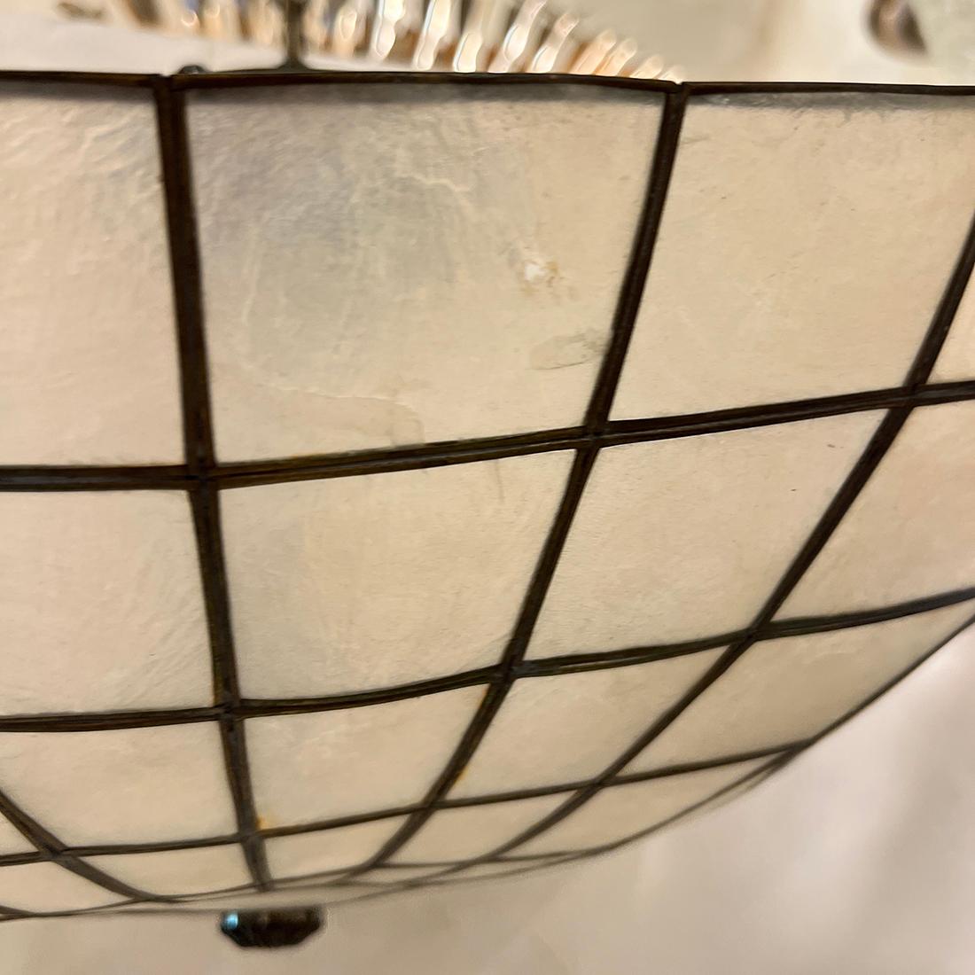 Resin Square Midcentury Capiz Light Fixture