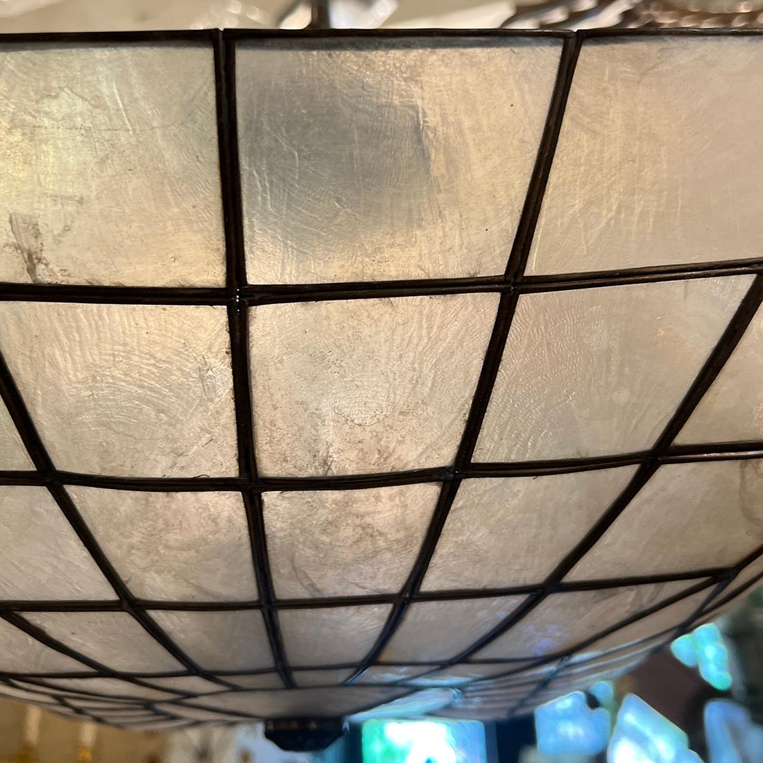 Square Midcentury Capiz Light Fixture 1