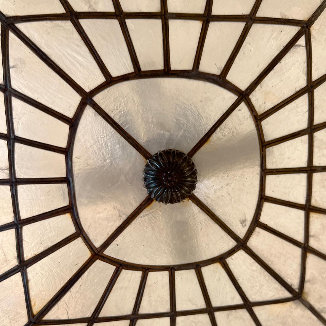 Square Midcentury Capiz Light Fixture 2
