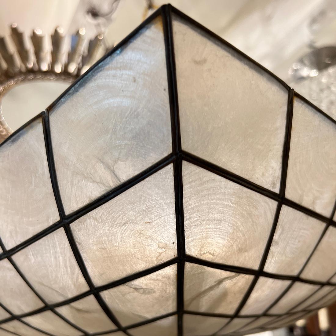 Square Midcentury Capiz Light Fixture 3