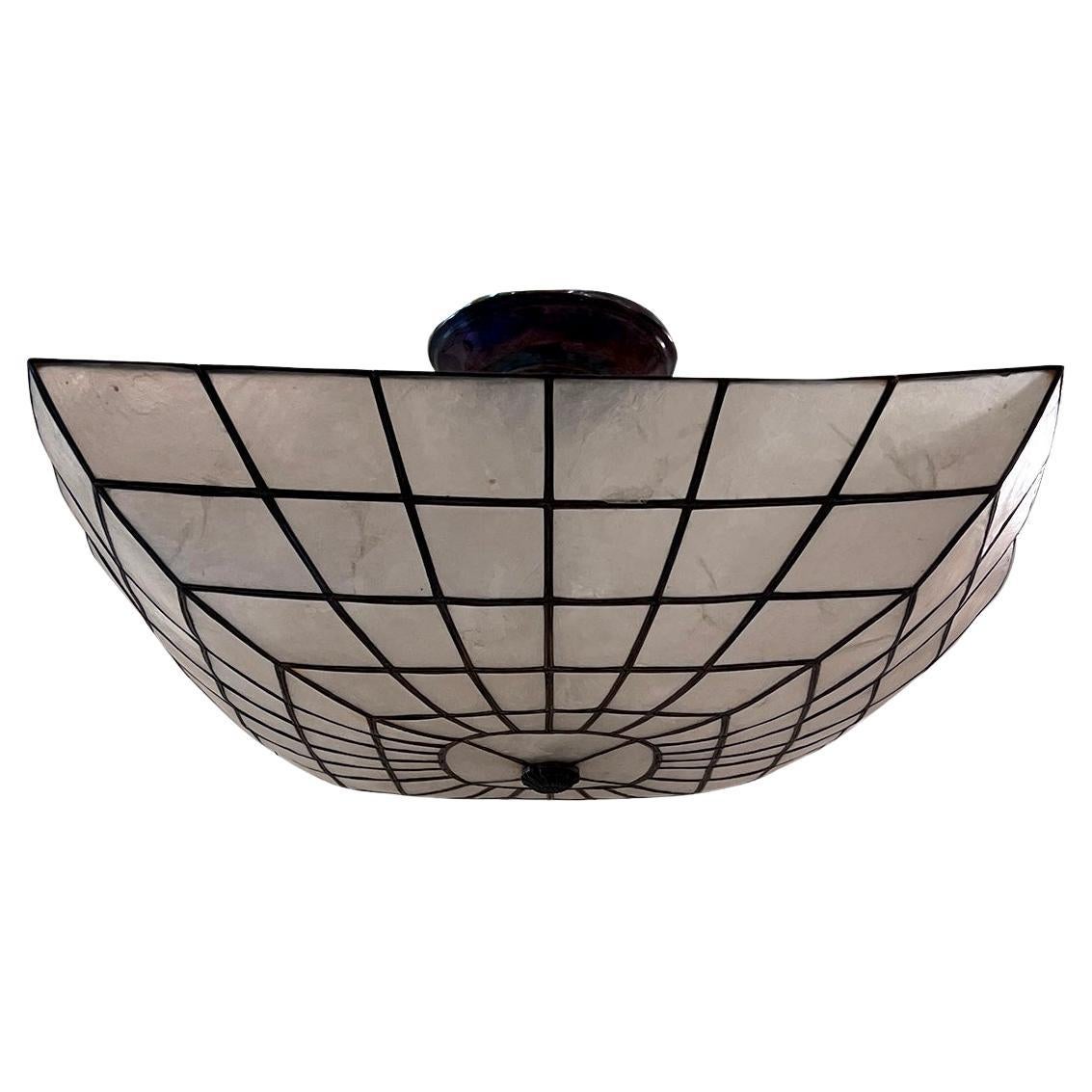 Square Midcentury Capiz Light Fixture