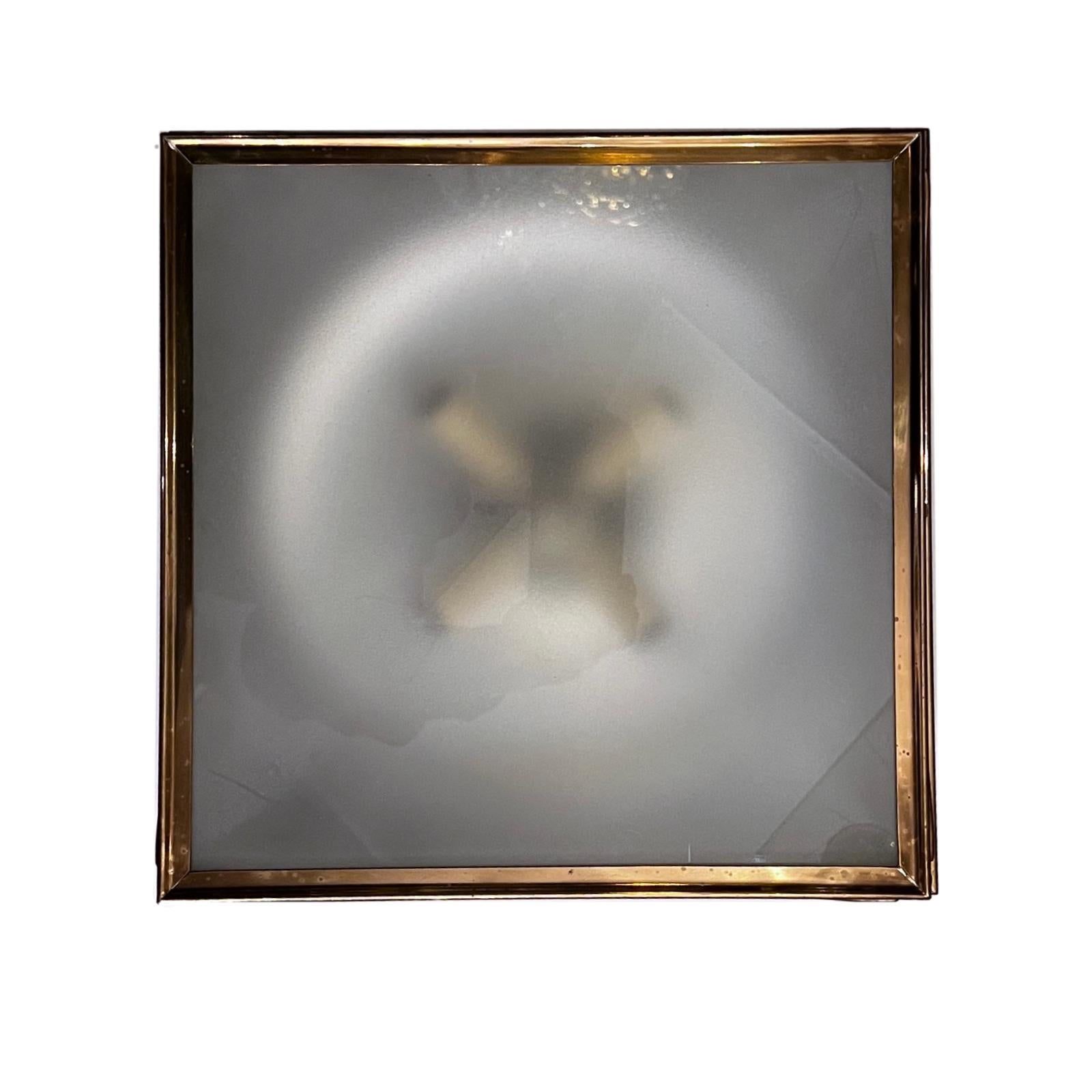 A circa 1950's Italian square light fixture with four interior lights.

Measurements:
Width/length: 13.5