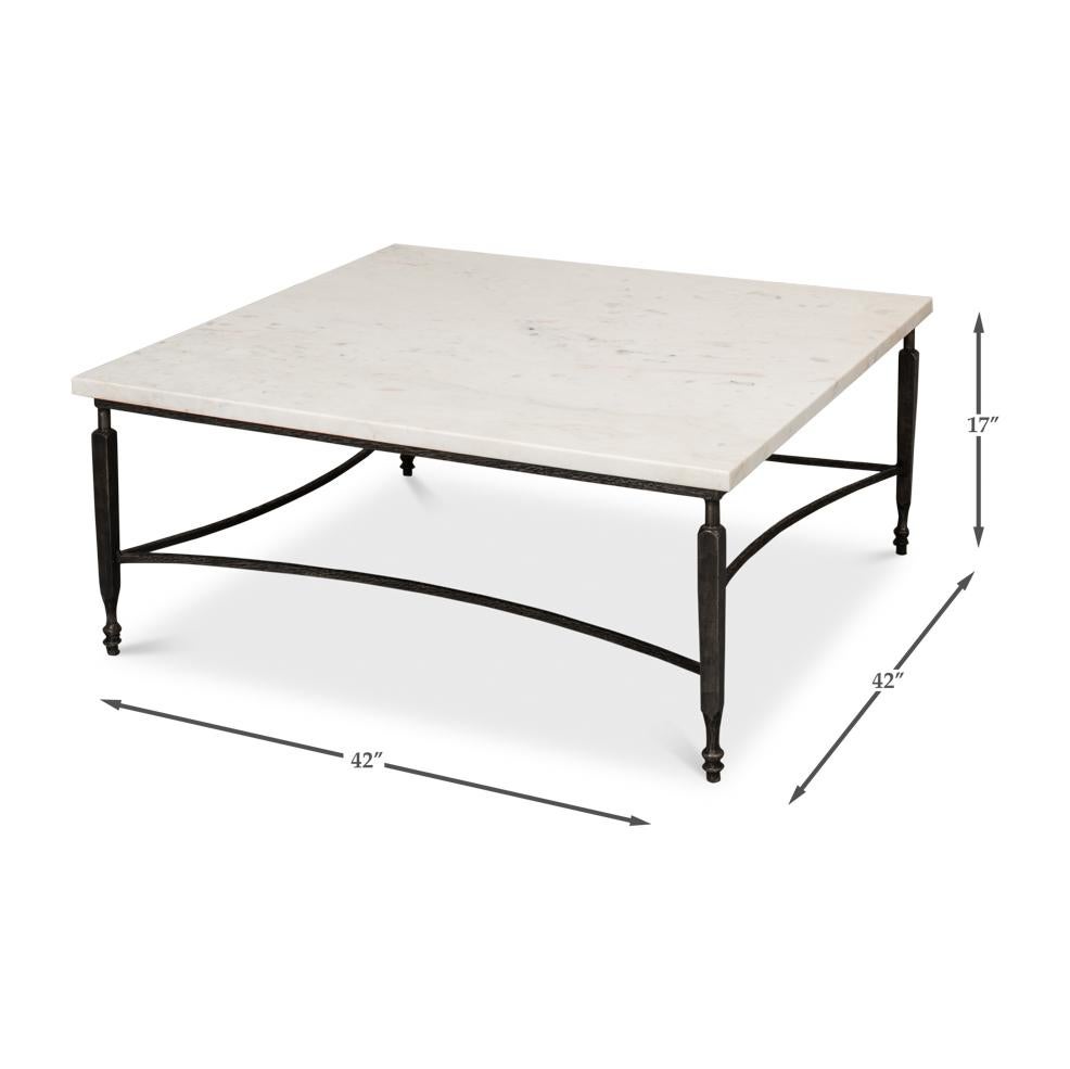 Square Minimalist Marble Top Coffee Table For Sale 4